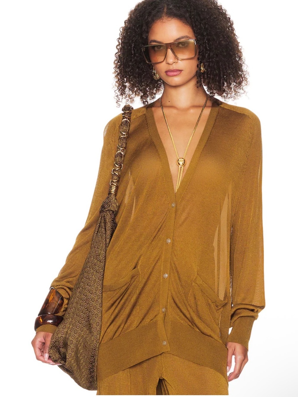 HELSA Arlena Cardigan in Olive Green Size XL